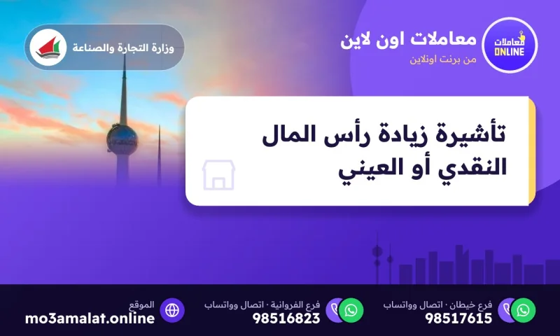 تأشيرة زيادة رأس المال النقدي أو العيني